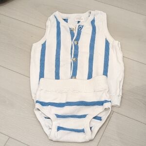 Blue and White Striped Baby Outfit